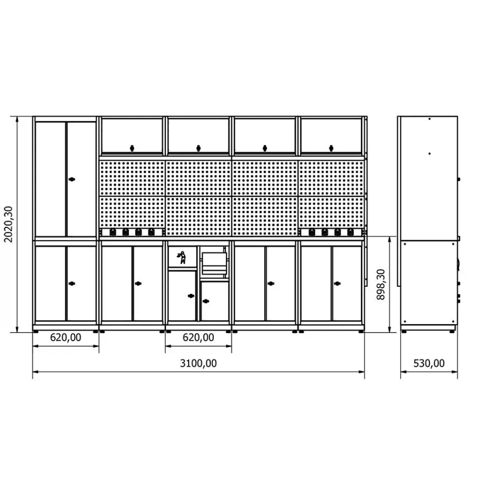 3 Metre Modüler Çalışma Tezgahı - Ağır Hizmet İmalat Masası